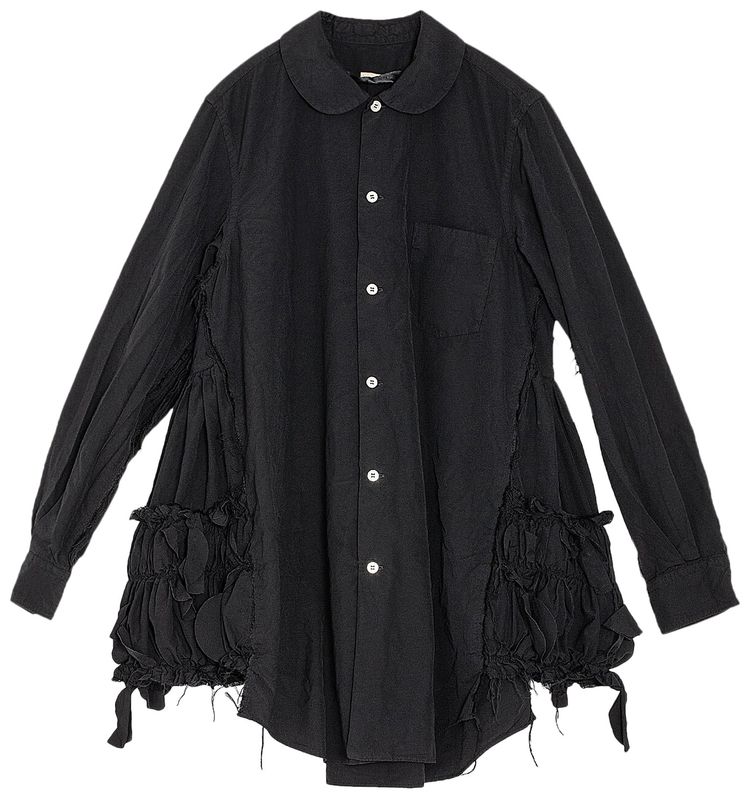 Comme des Garcons Side Ruffle Raw Hem Shirt Black