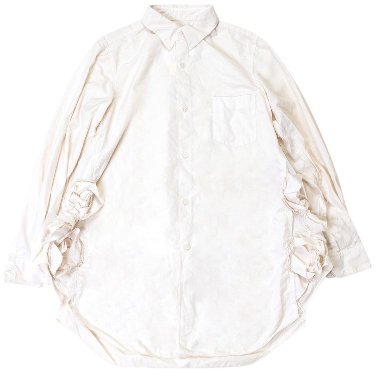 Comme des Garcons Pointed Flat Collar Long Sleeve Shirt Cream