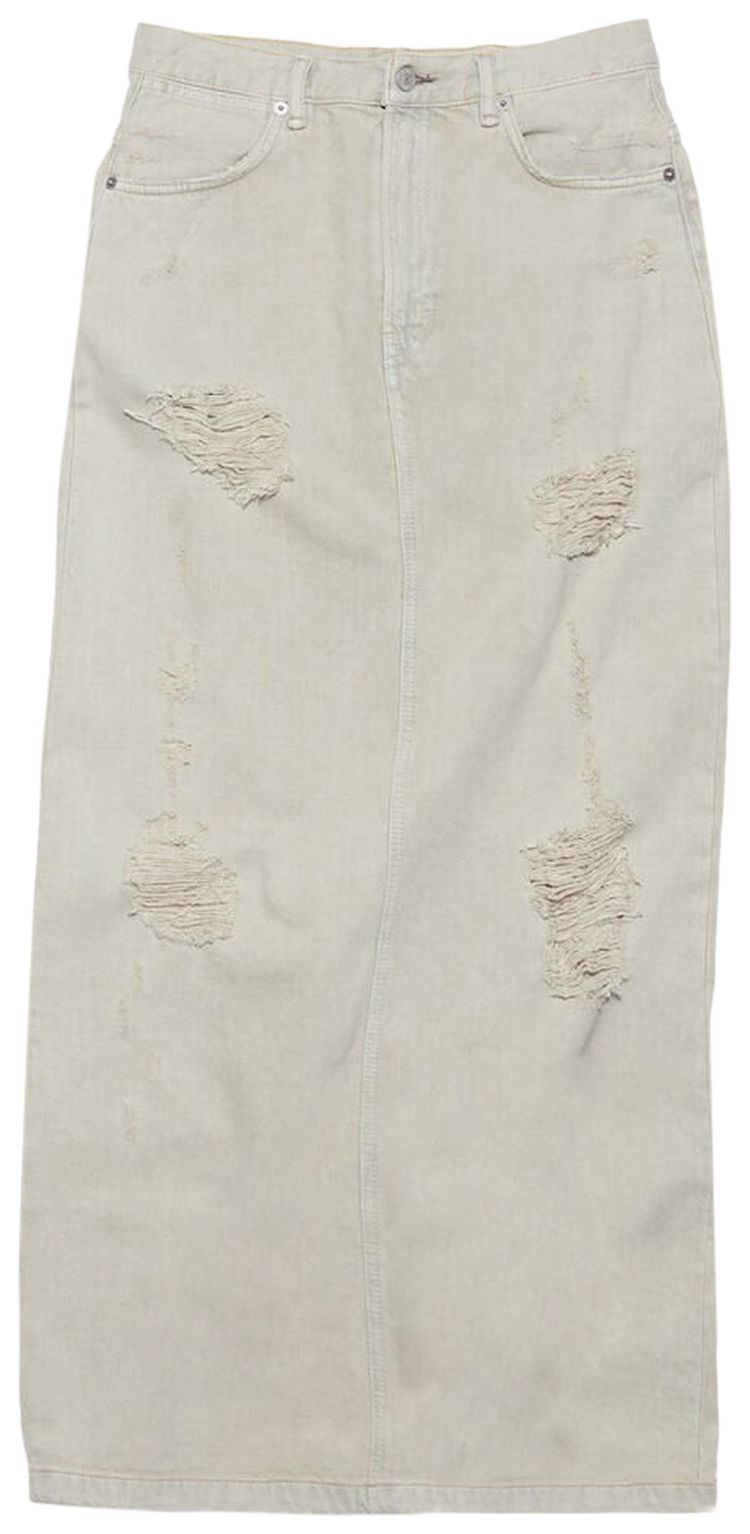 Acne Studios Distressed Denim Skirt BeigeGrey