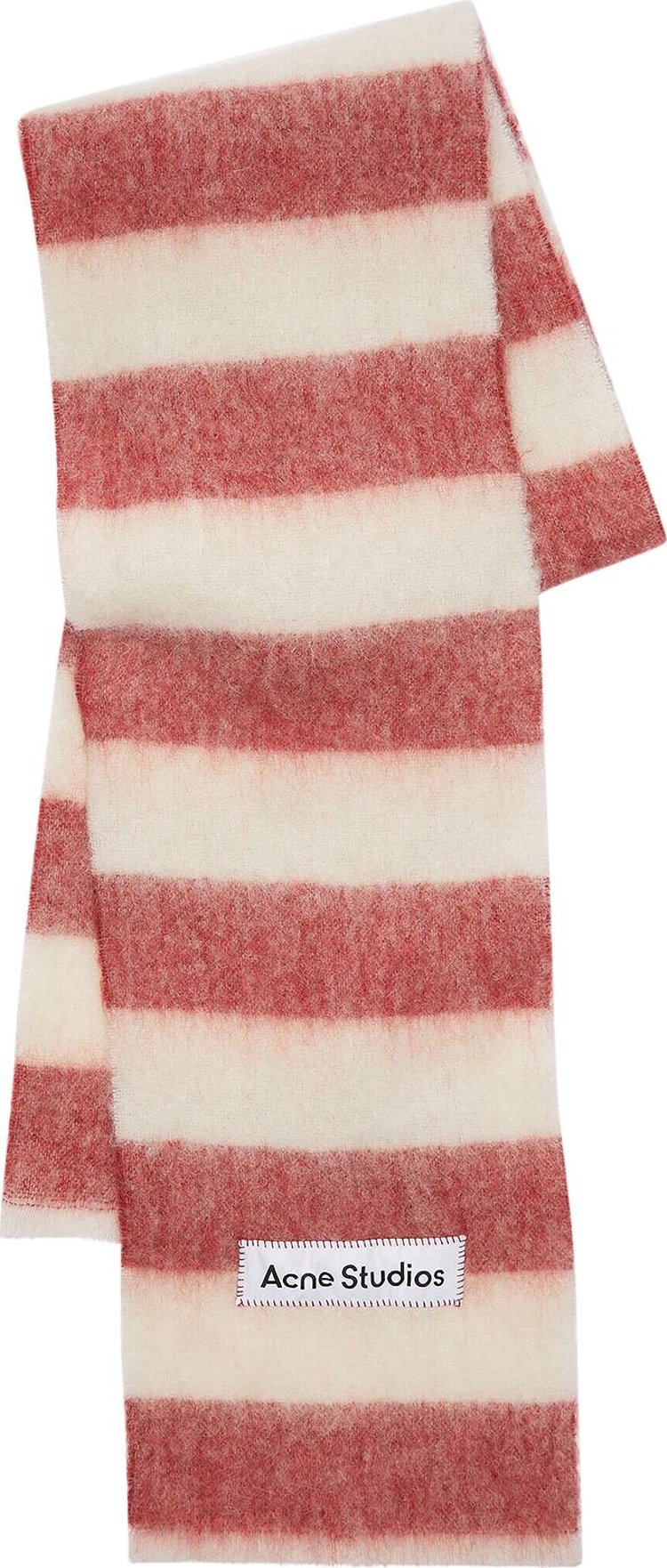 Acne Studios Wool Blend Stripe Scarf 'Red/White'