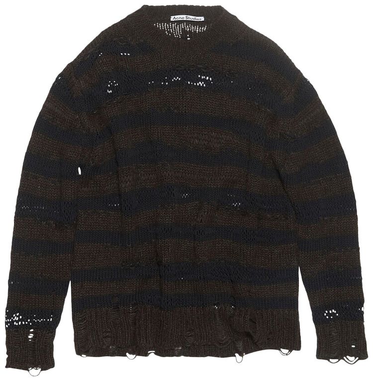 Acne Studios Distressed Stripe Jumper Warm Charcoal GreyBlack
