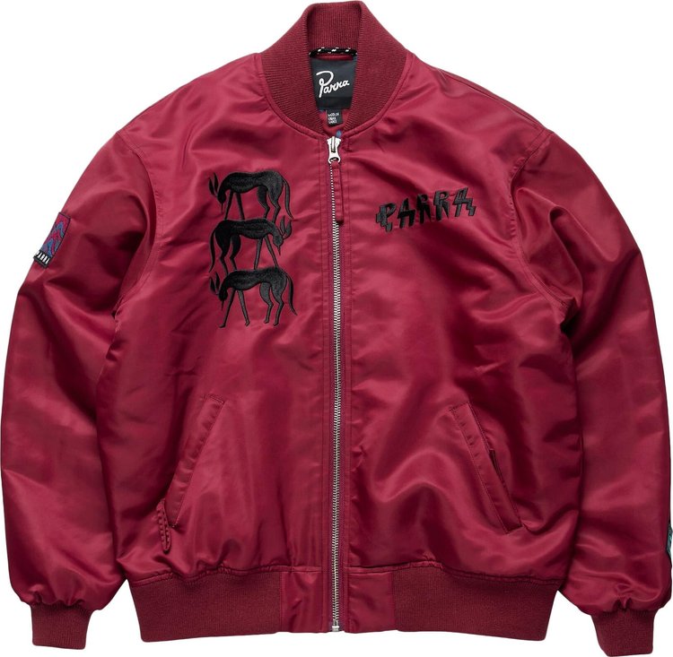 Parra Stacked Pets Varsity Jacket 'Deep Red'