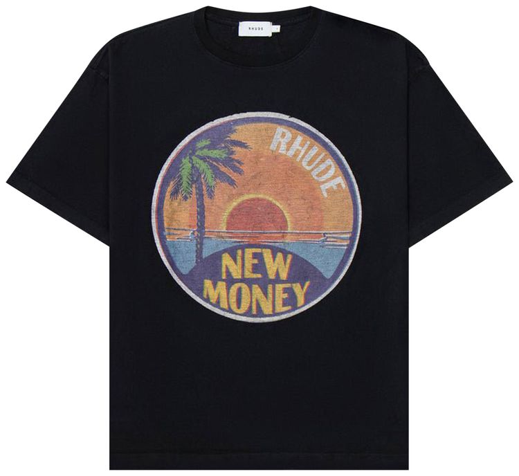 Rhude Sunset T Shirt Vintage Black
