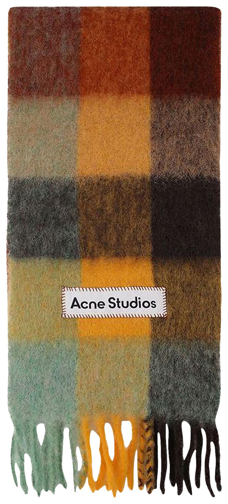 Acne Studios Vally Check Scarf ChestnutYellowGreen
