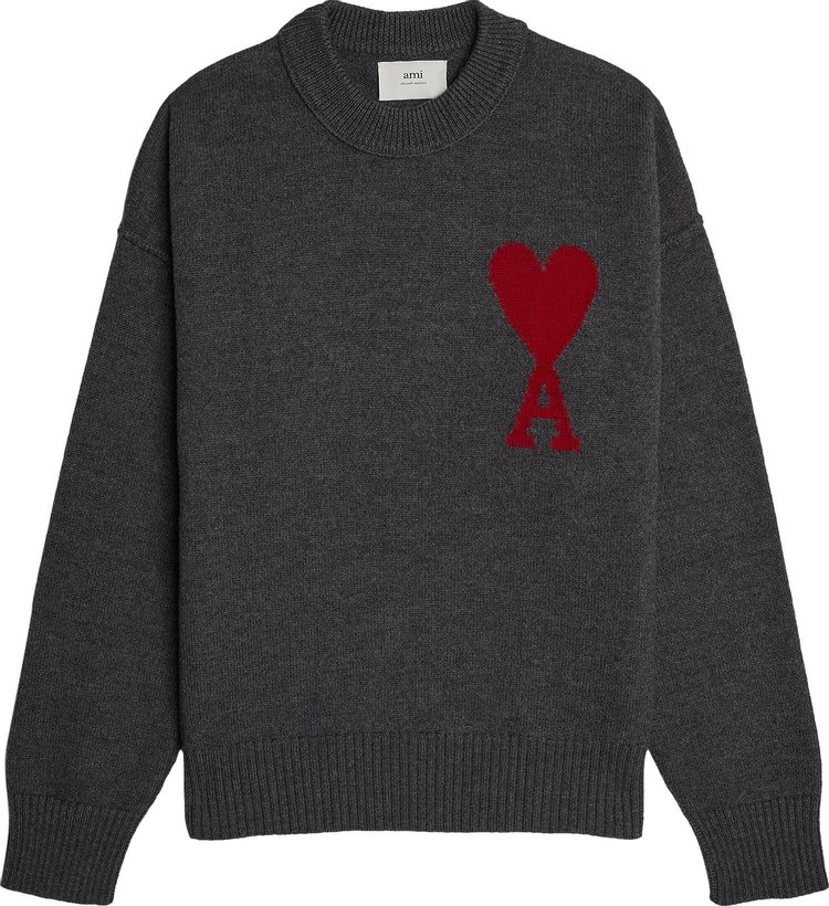 Buy Ami Sweater 'Grey/Red' - BFUKS006 018 084 | GOAT
