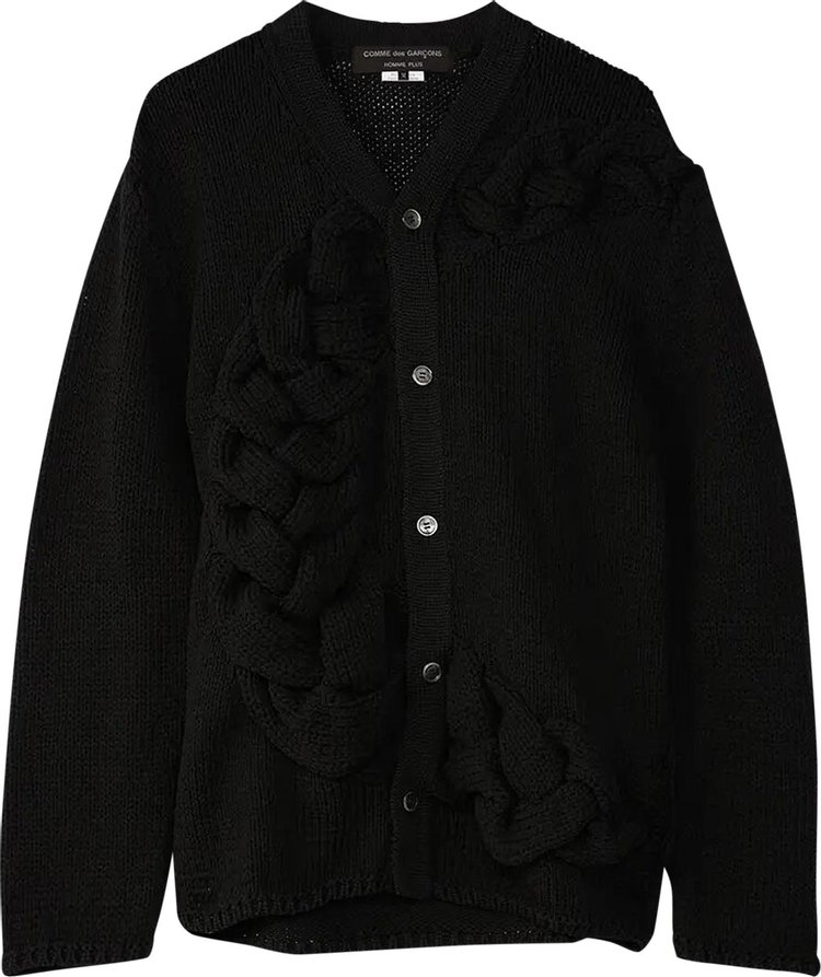 Comme des Garcons Homme Plus Knit Woven Braided Button Up Cardigan Black