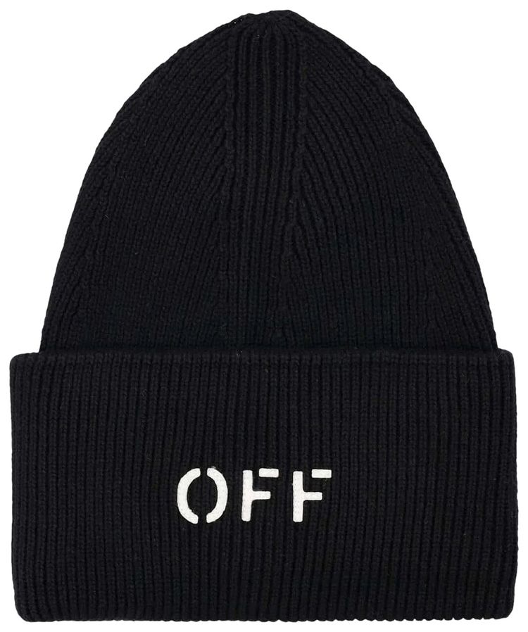 Off White Off Stamp Loose Knit Beanie BlackWhite
