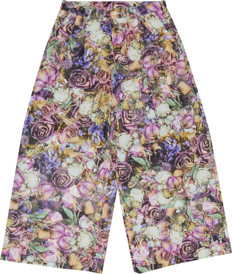 Comme des Garçons Homme Plus Floral Print Wide Leg Paper Trousers 'Multicolor'