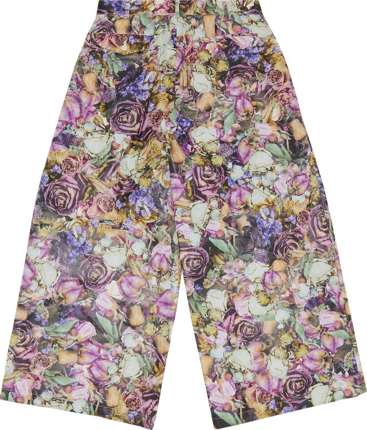 Comme des Garcons Homme Plus Floral Print Wide Leg Paper Trousers Multicolor