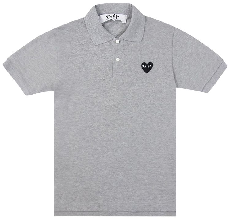 Comme des Garcons PLAY Black Emblem Polo Shirt Grey