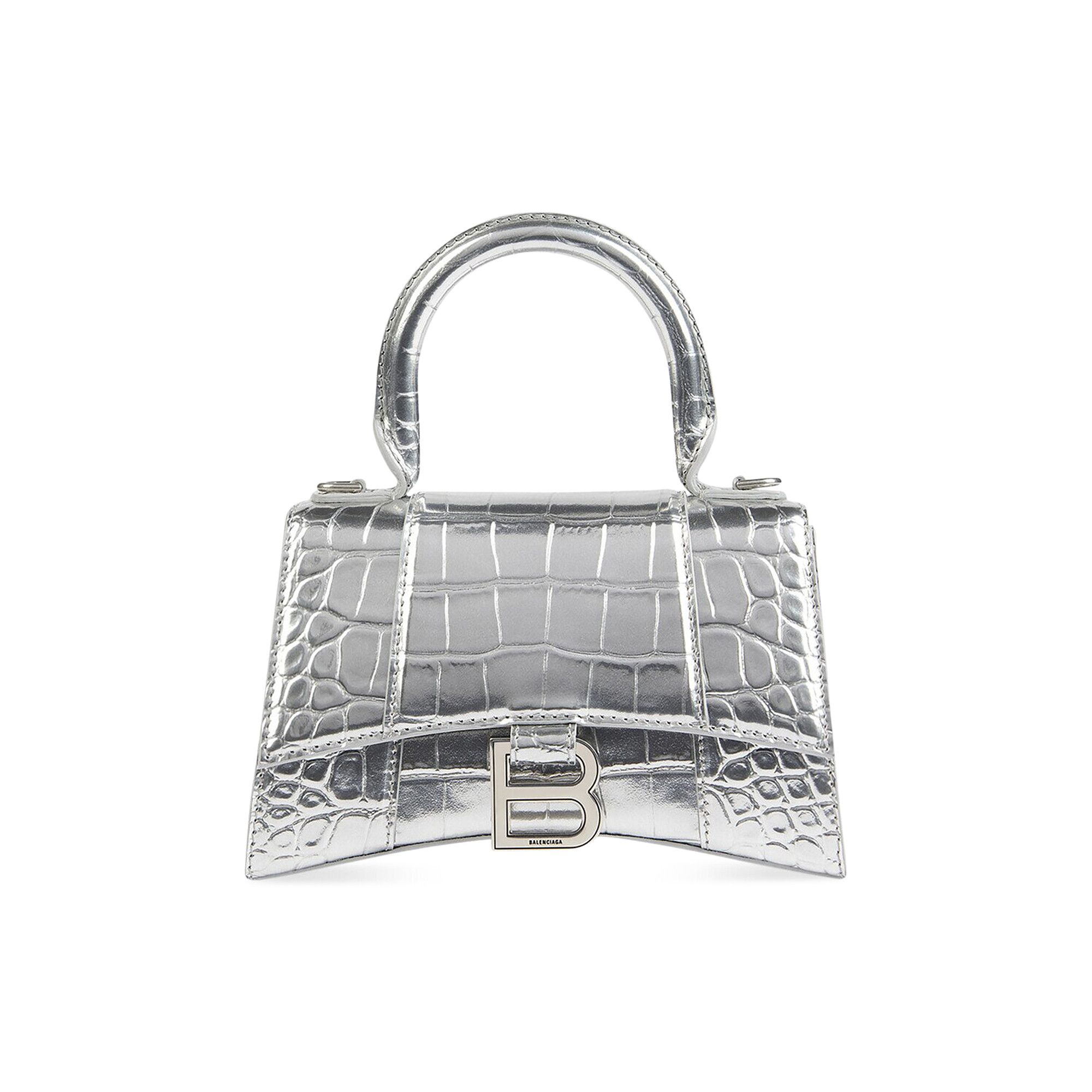BALENCIAGA｜CROSSBAGS (592833 1LR67 1000) Balenciaga Hourglass XS Crocodile Embossed Crossbody Bag