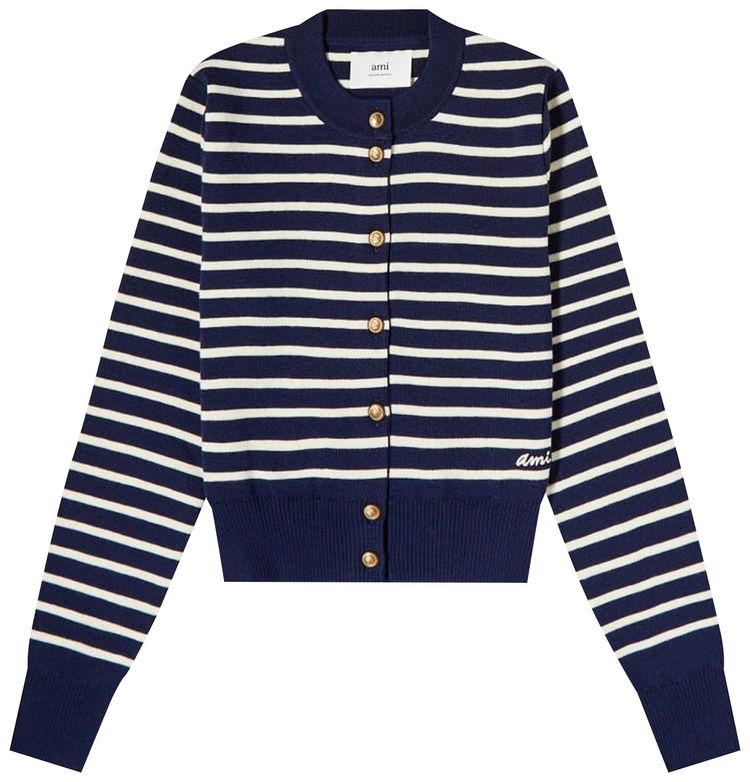 Ami Sailor Cardigan Nautic BlueNatural White