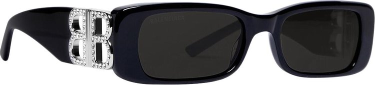 Balenciaga Dynasty Rectangle Sunglasses Black