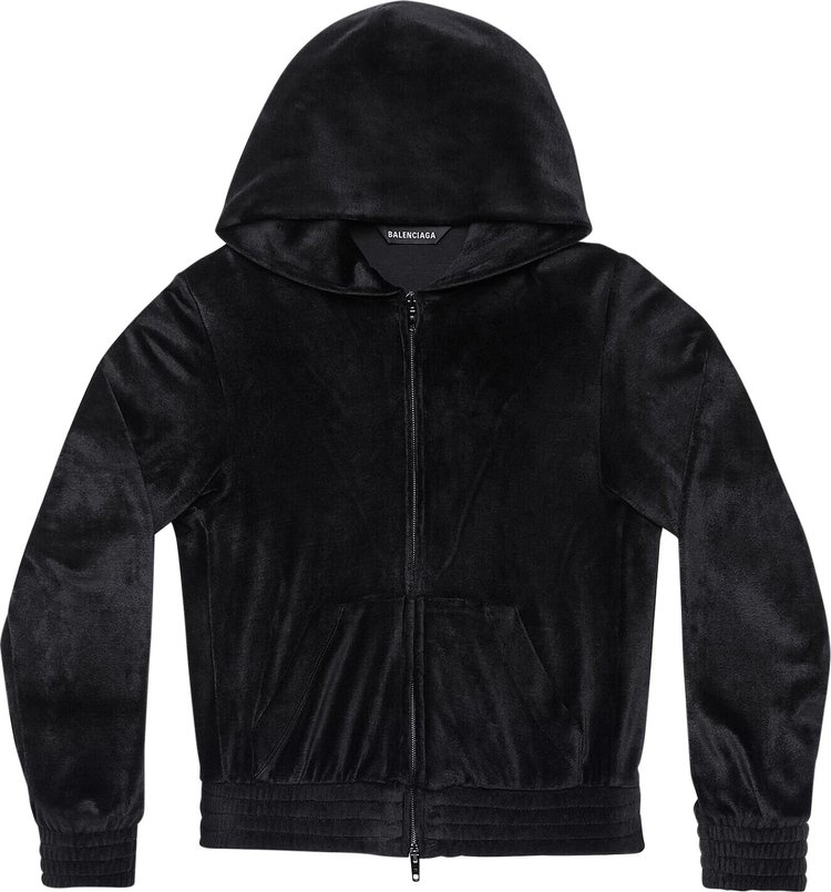 Balenciaga Fitted Zip Up Hoodie 'Black'