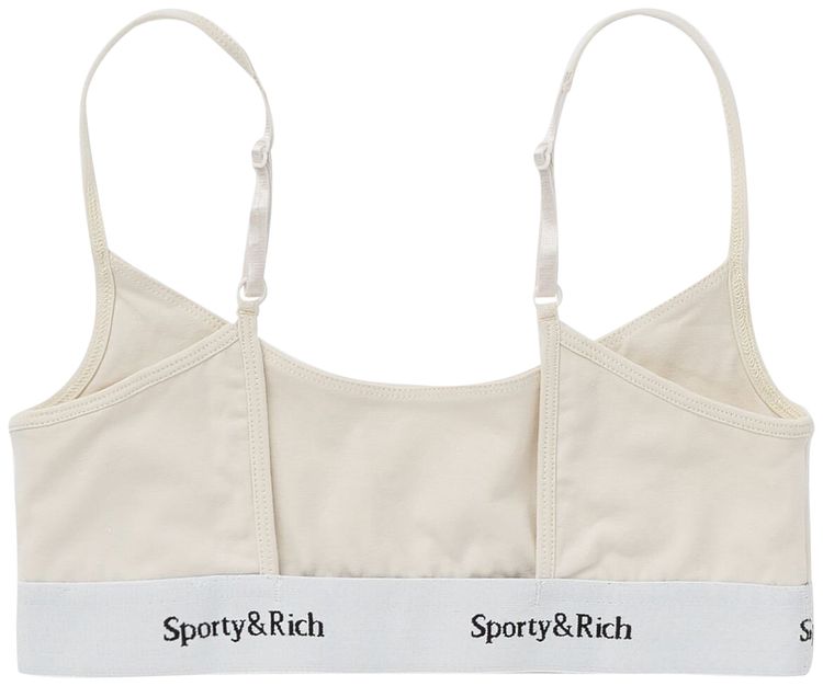 Sporty  Rich Serif Logo Bralette Cream