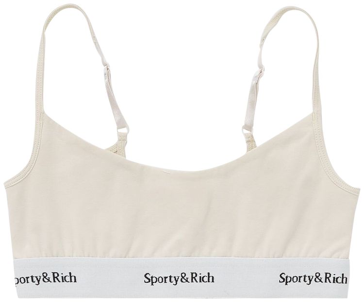 Sporty  Rich Serif Logo Bralette Cream