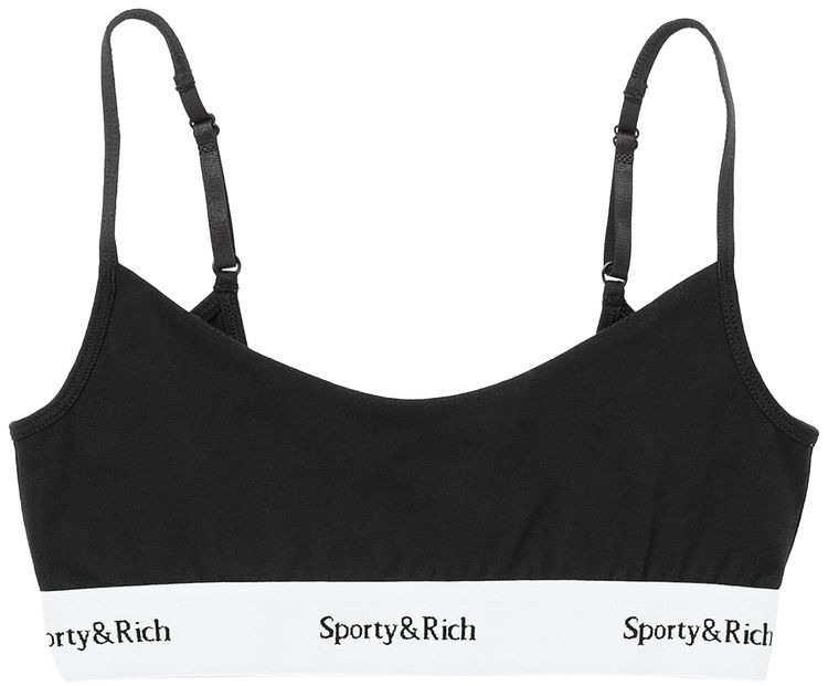Sporty  Rich Serif Logo Bralette Black