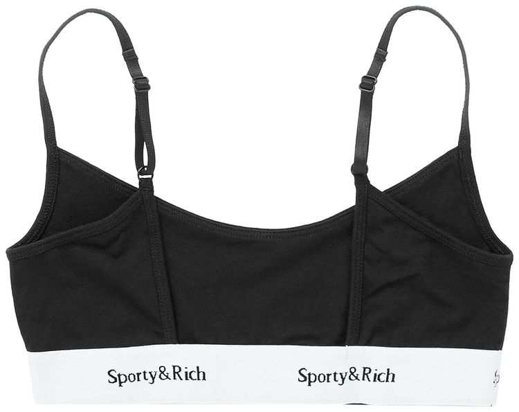 Sporty  Rich Serif Logo Bralette Black