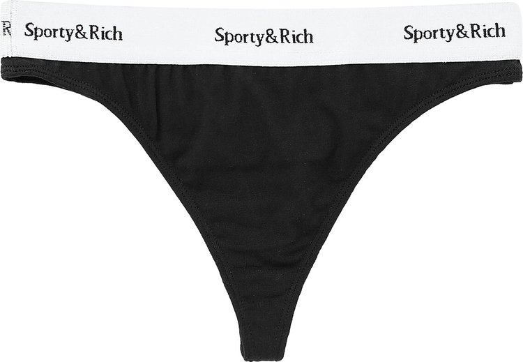 Sporty & Rich Serif Logo Thong 'Black'