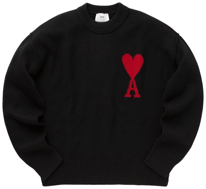 Buy Ami Sweater 'Black/Red' - BFUKS006 018 009 | GOAT