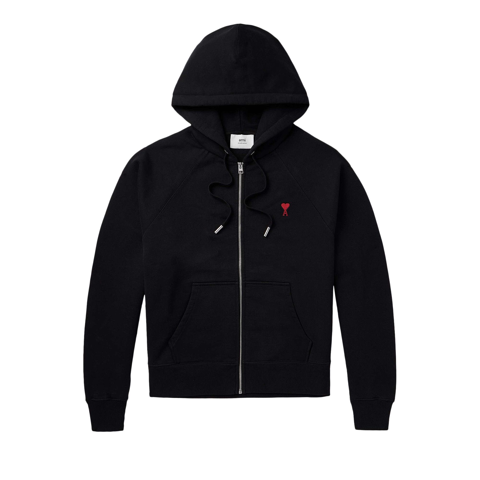 Buy Ami Zipped Hoodie 'Black' - USW415 747 001 | GOAT UK