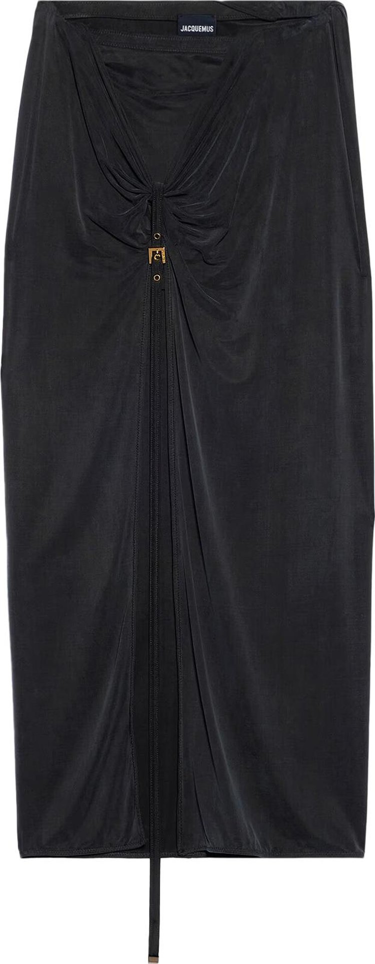 Jacquemus Slit Sarong Skirt 'Black'