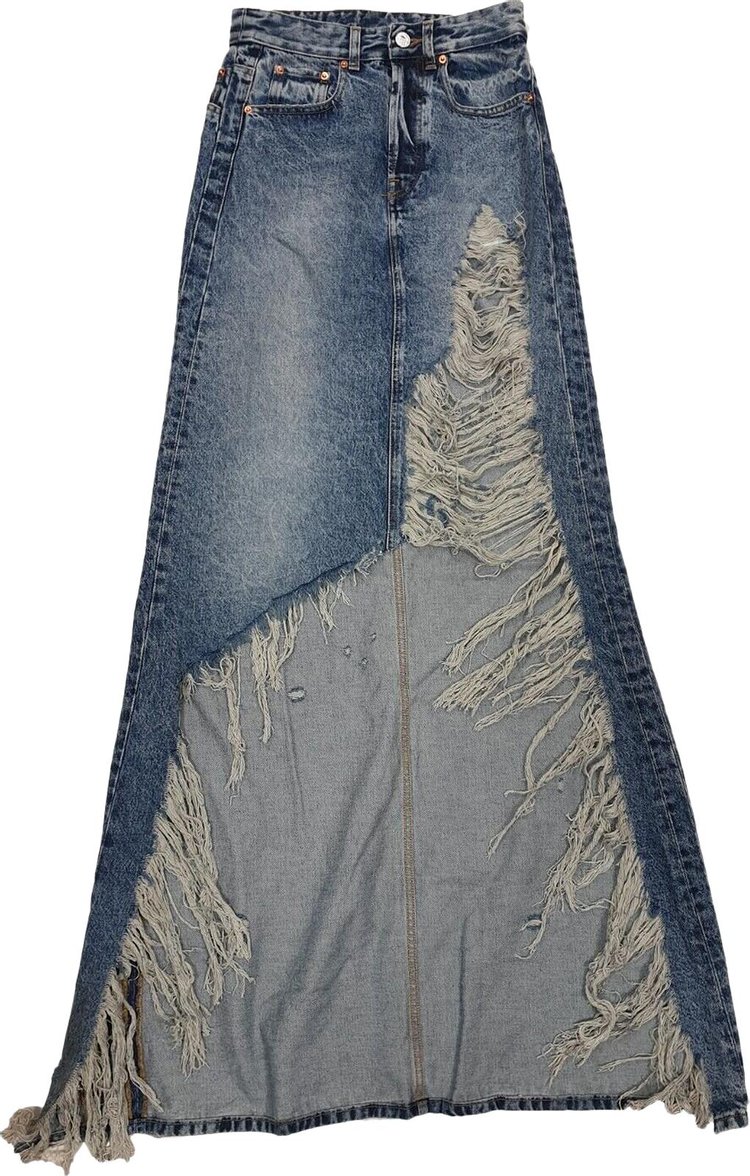 Vetements Destroyed Denim Maxi Skirt 'Blue'