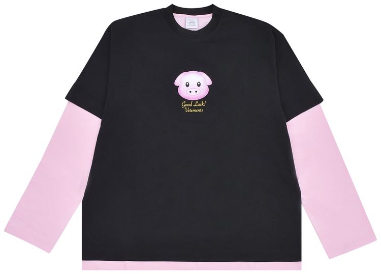 Vetements Lucky Pig Layered Long Sleeve Black