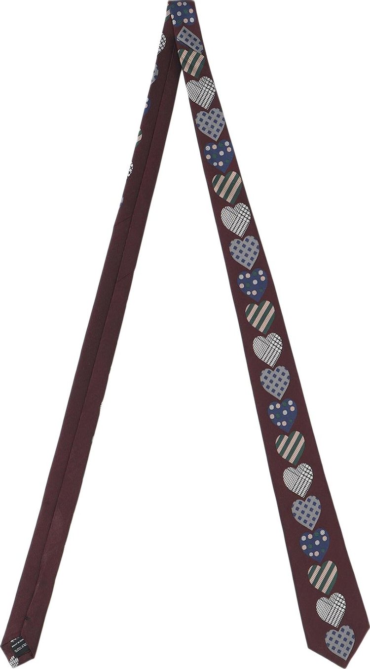 Yohji Yamamoto Heart Pattern Tie Bordeaux