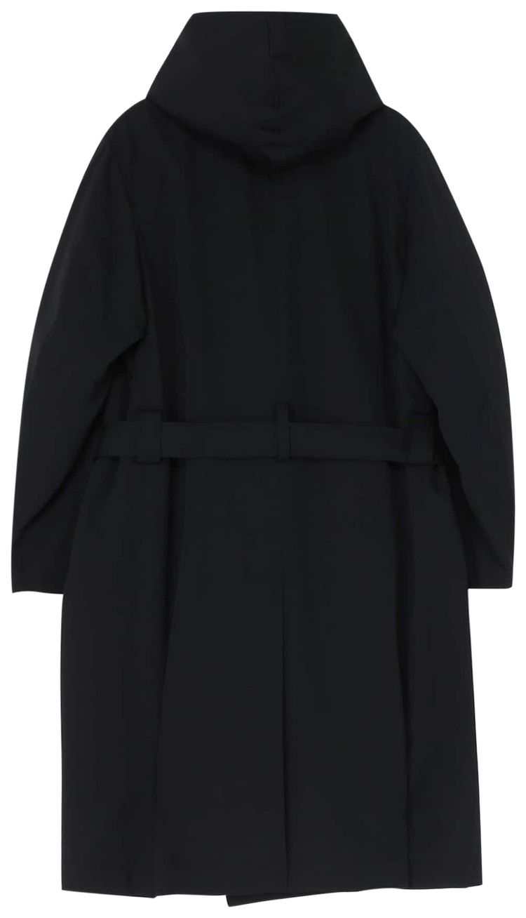 Yohji Yamamoto Wool Gabardine Hooded Coat Black
