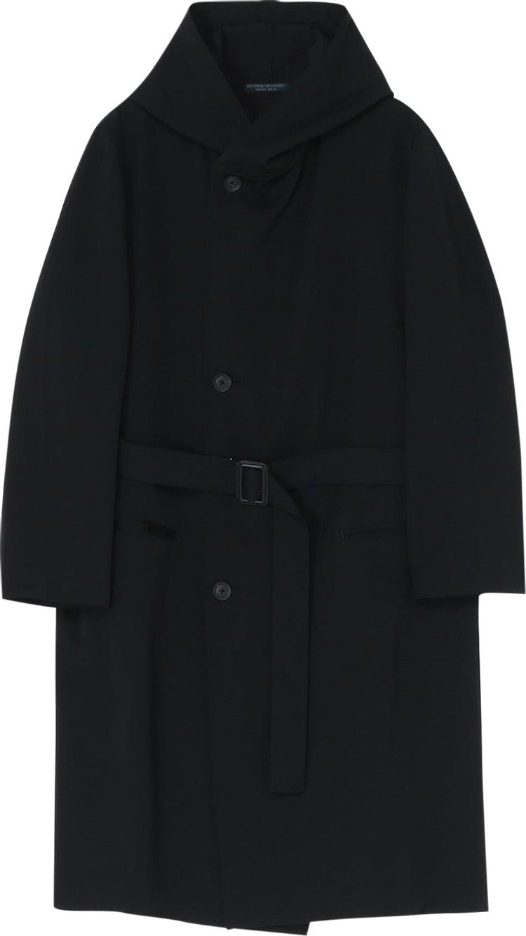 Yohji Yamamoto Wool Gabardine Hooded Coat 'Black'