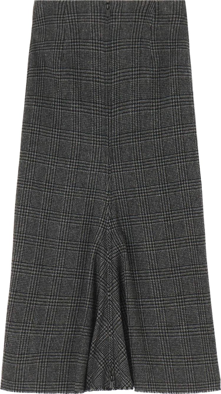 Yohji Yamamoto Glen Plaid Backside Zip Skirt Grey