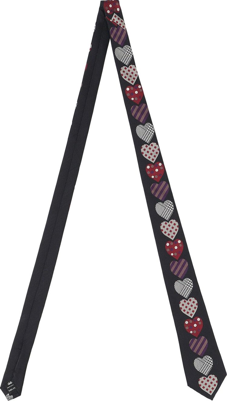 Yohji Yamamoto Heart Pattern Tie Black