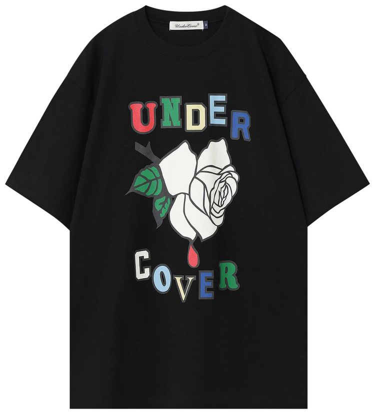 Undercover Rose Print T Shirt Black