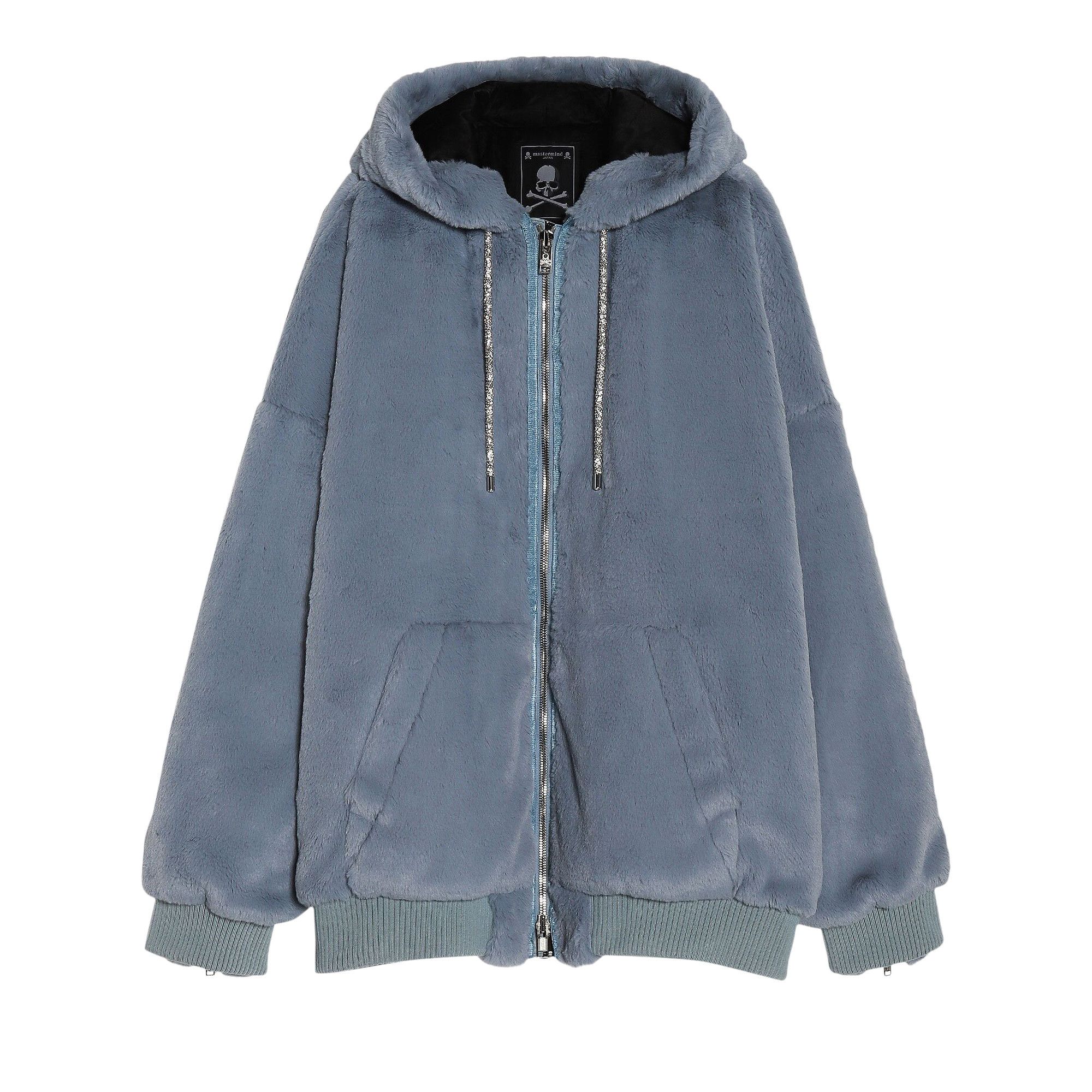 Buy Mastermind Hooded Ribbed Faux Fur Jacket 'Blue' - MJ23E11 BL025 603  BLUE | GOAT