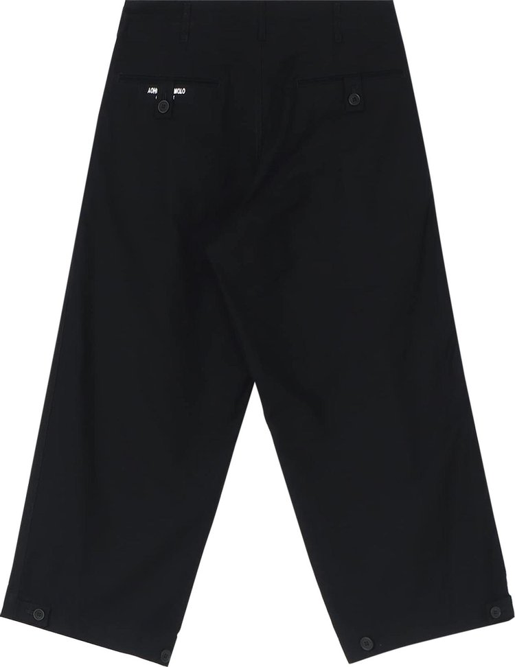 Yohji Yamamoto Twill Pants With Tab Detail Black