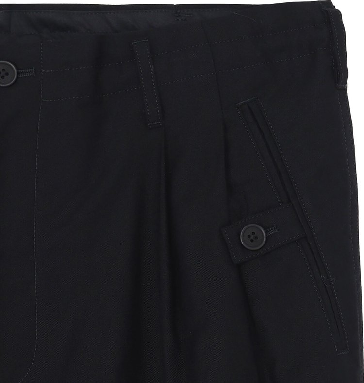 Yohji Yamamoto Twill Pants With Tab Detail Black