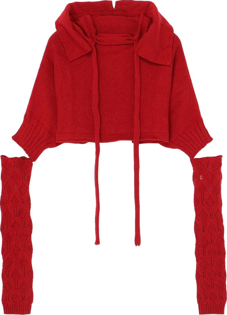 Yohji Yamamoto Cropped Pullover With Arm Warmers 'Red'