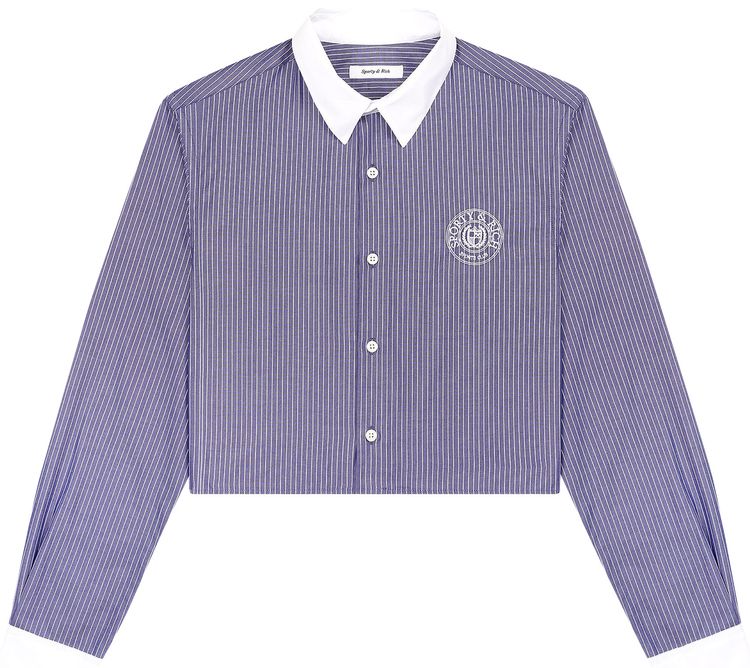 Sporty  Rich Connecticut Crest Cropped Shirt Blue