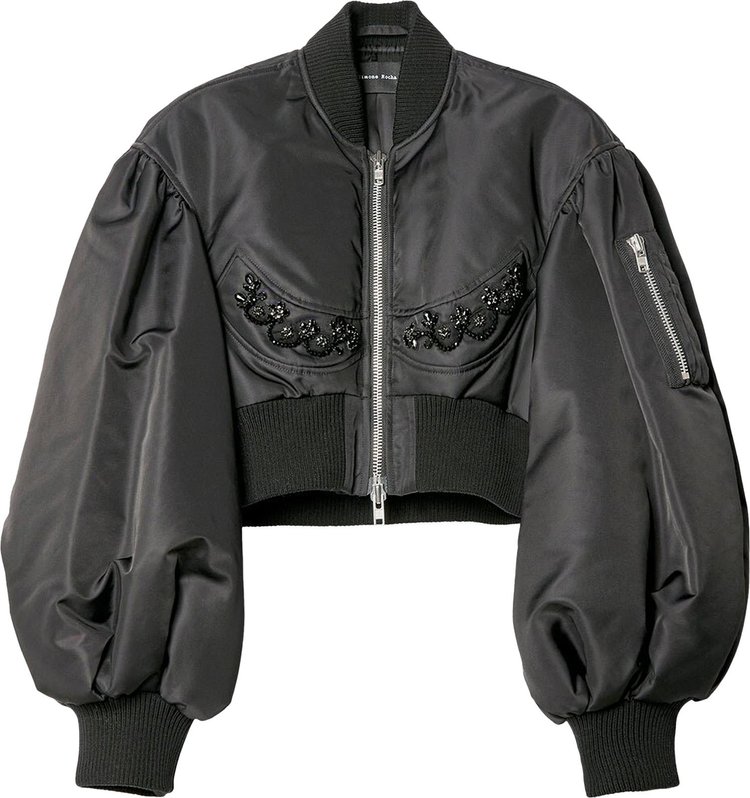 Simone Rocha Cropped Bomber Zip Up Jacket 'Black'