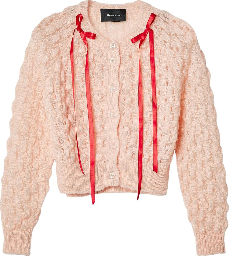 Simone Rocha Long-Sleeve Bubble Knit Cardigan 'Pink'