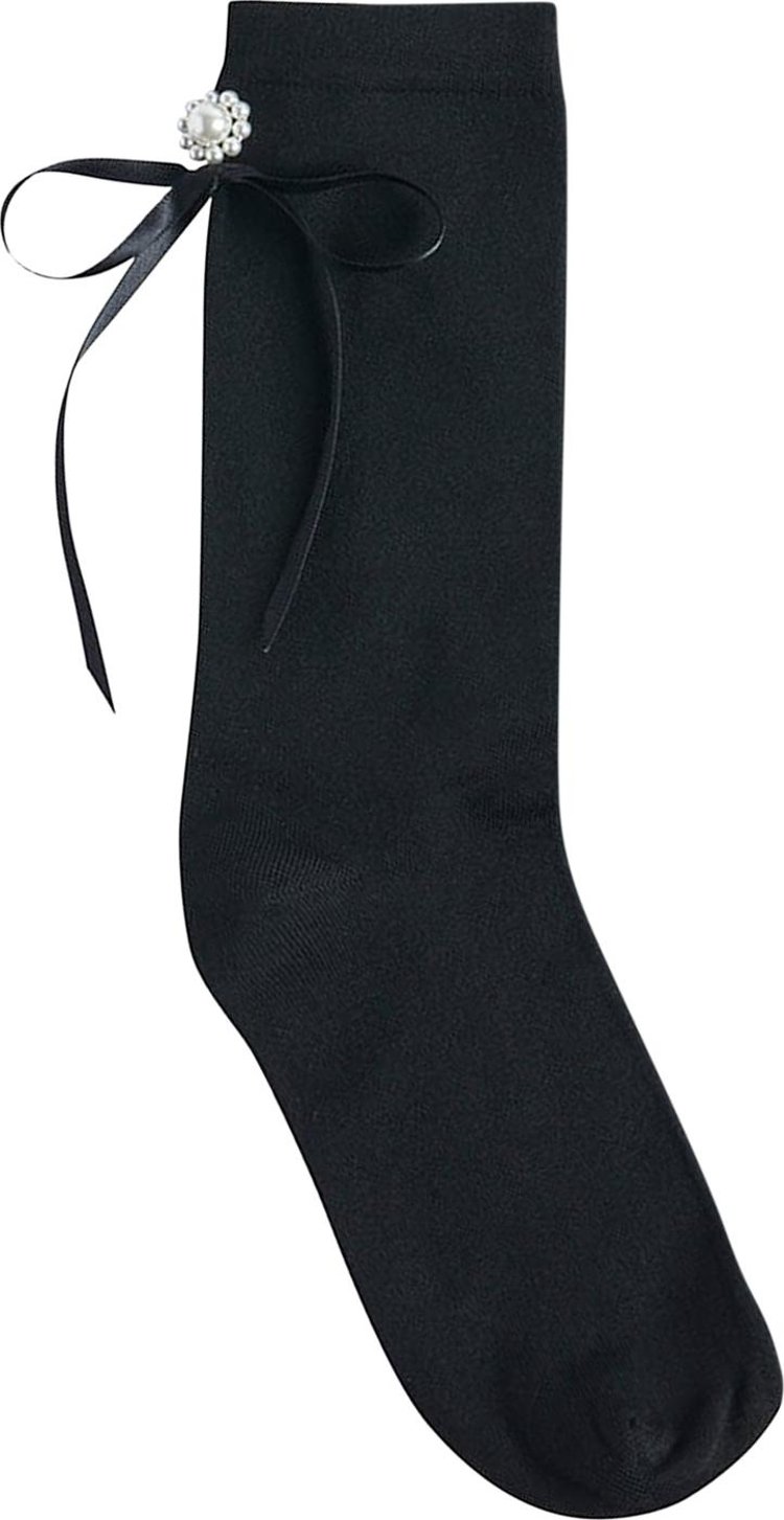 Simone Rocha Bow Ribbon Daisy Embellished Sock 'Black'