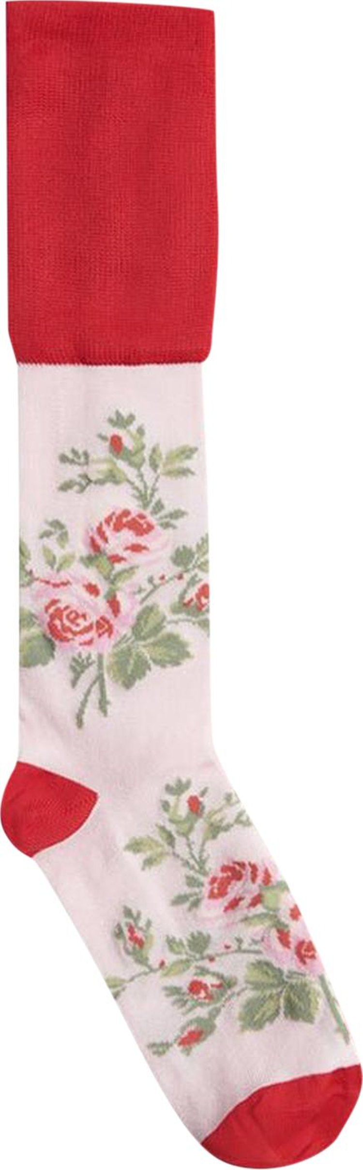 Simone Rocha Knee High Rosebud Jacquard Socks 'Red/Pink'