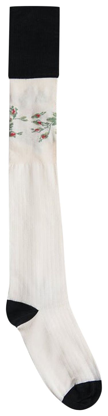 Simone Rocha Knee High Rosebud Jacquard Socks BlackCream