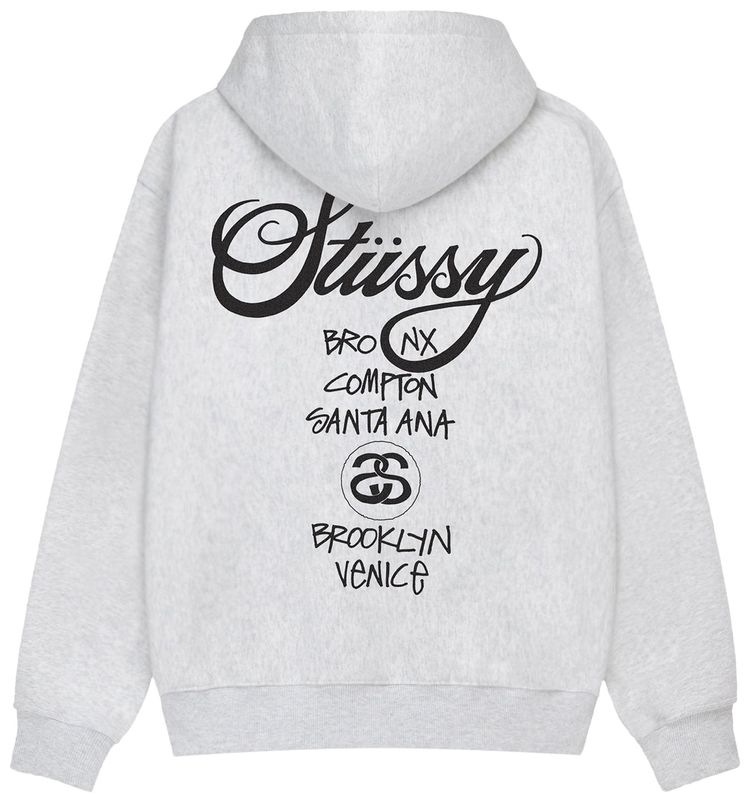 Stussy World Tour Hoodie Ash Heather