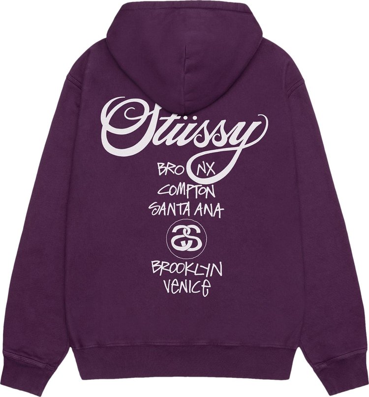 Stussy World Tour Hoodie Purple