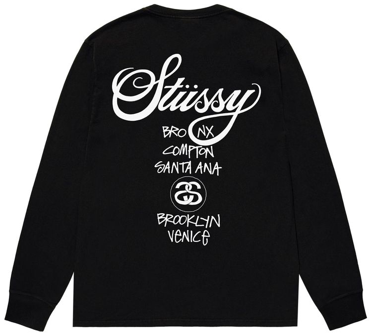 Stussy World Tour Long Sleeve Tee Black