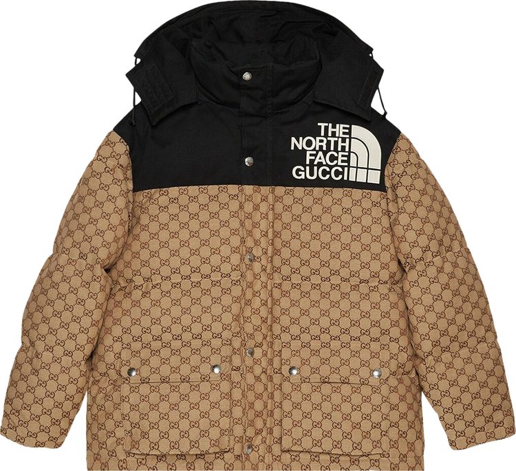 Buy Gucci x The North Face GG Monogram Padded Coat 'Beige/Ebony/Black ...