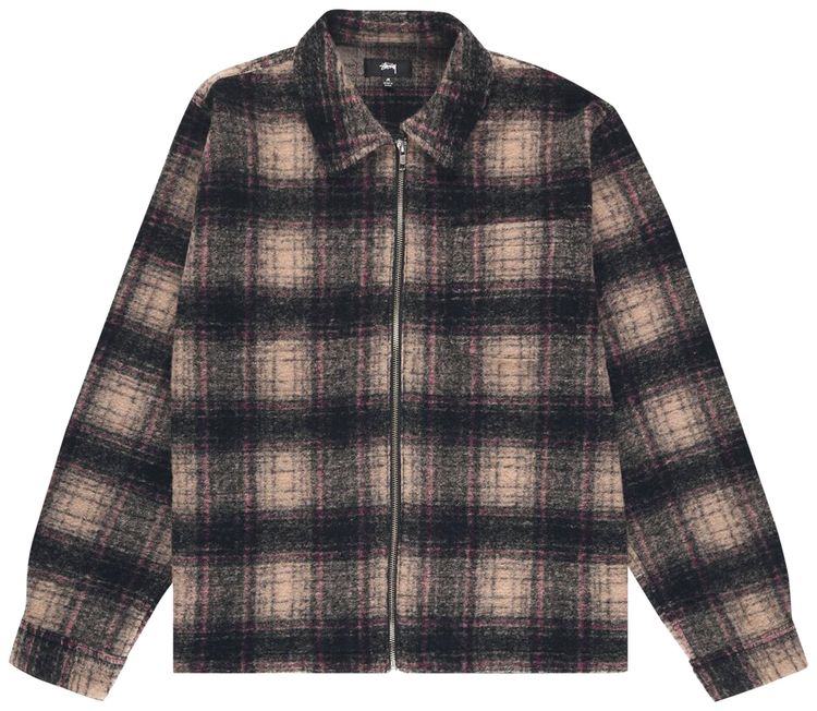Stussy Wool Plaid Zip Shirt Lilac