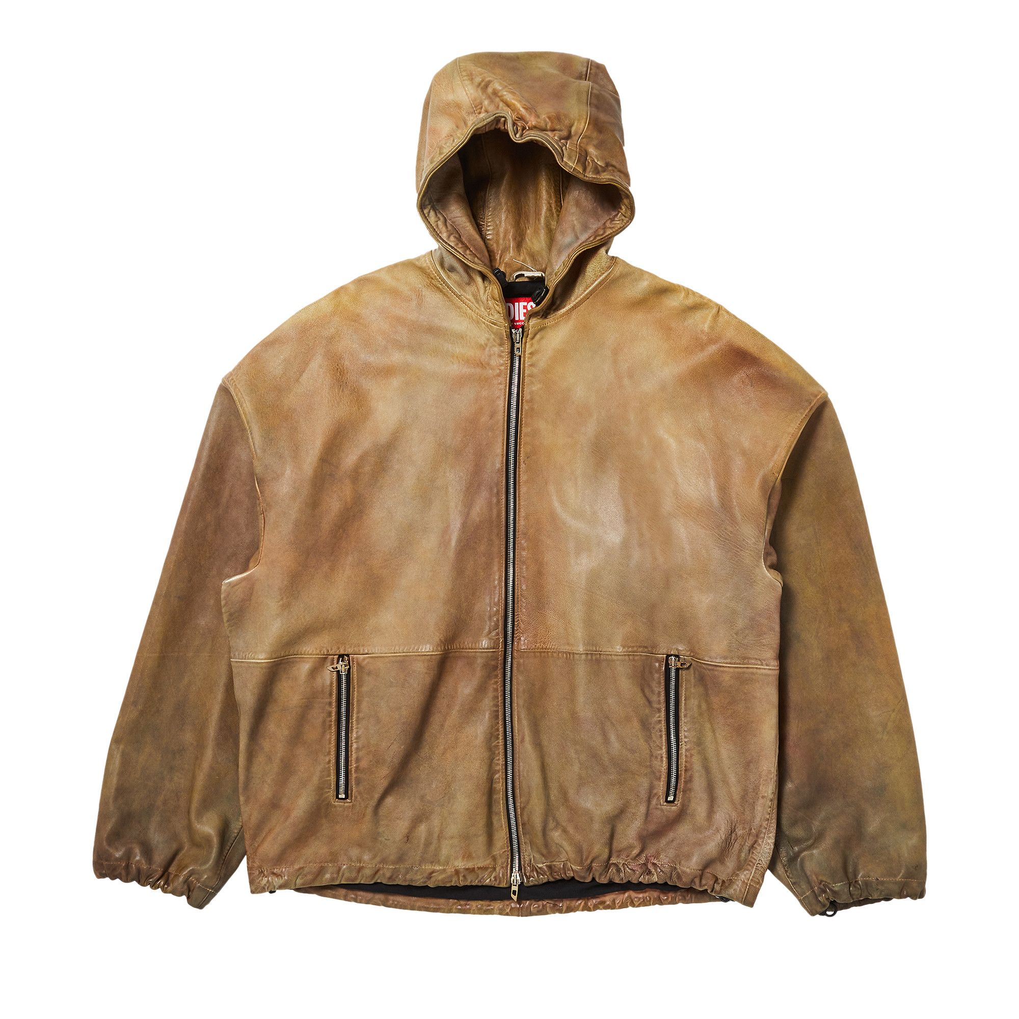 Buy Diesel Leather Vatel Hooded Jacket 'Brown' - A13454 0KIAD 7BB